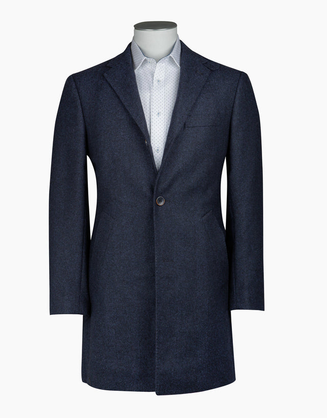 Compton Navy Hbone Overcoat