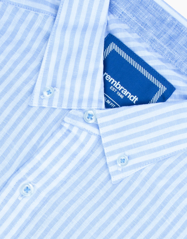 Ohope Light Blue Stripe Linen Blend Shirt
