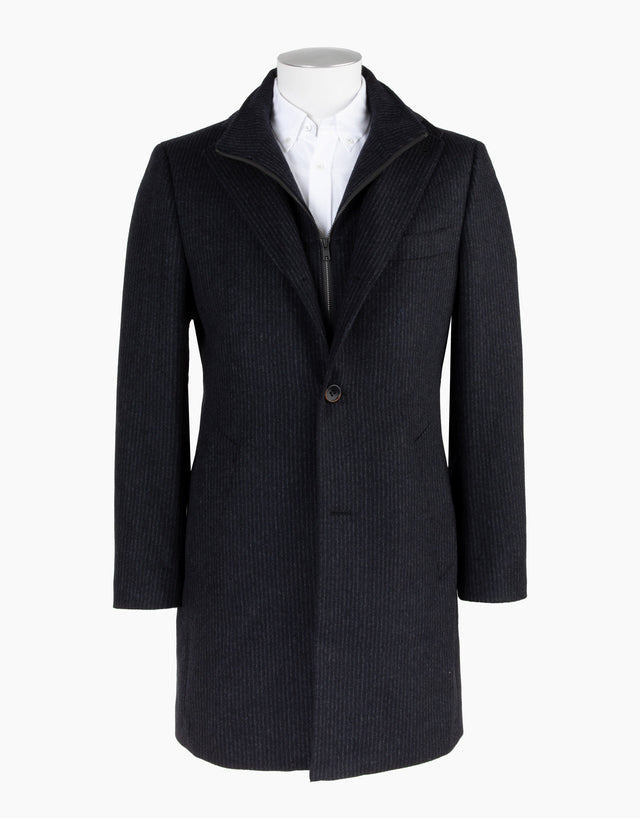 Compton Navy Chalkstripe Overcoat