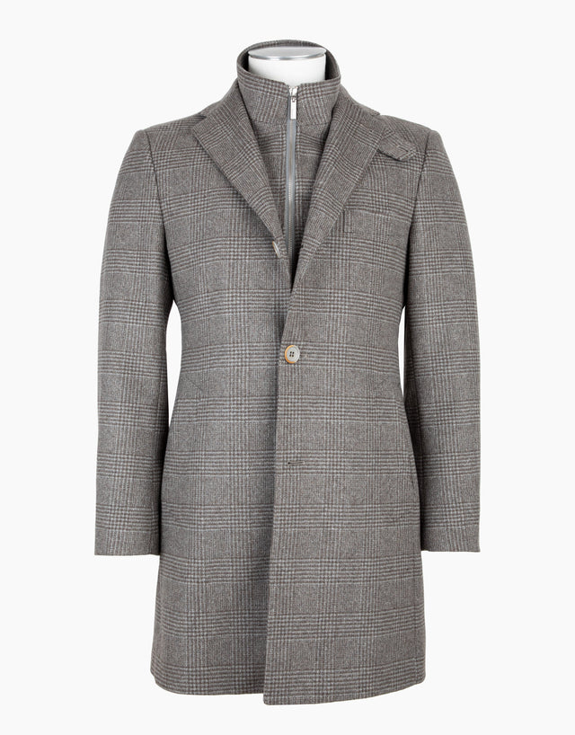 Compton Brown Check Overcoat