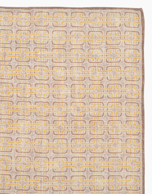 Yellow geometric silk pocket square